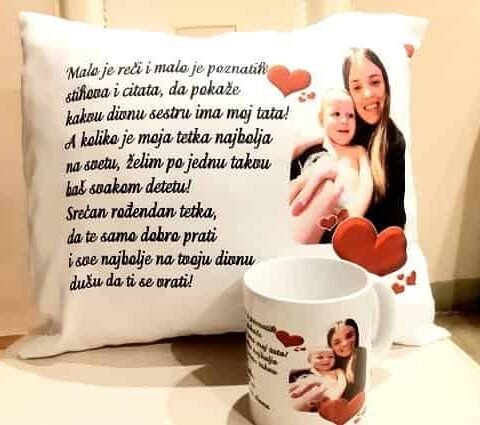 Jastuk šolja za tetku – Ukrasni jastuk sa štampom