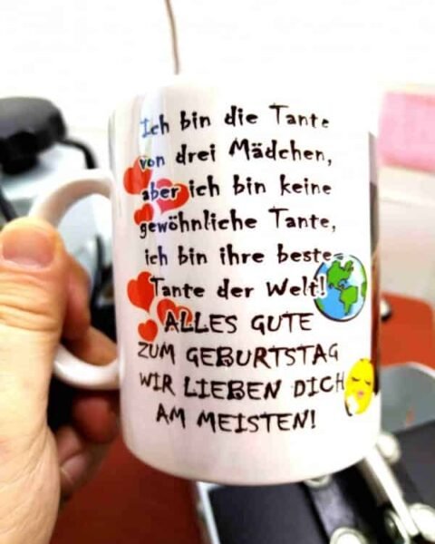 Ich bin tante :) – Šolja sa natpisom
