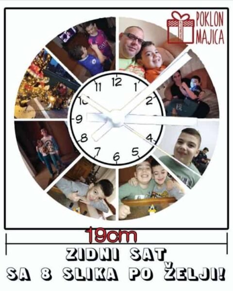 Sat sa 8 slika po želji – Zidni sat sa slikom