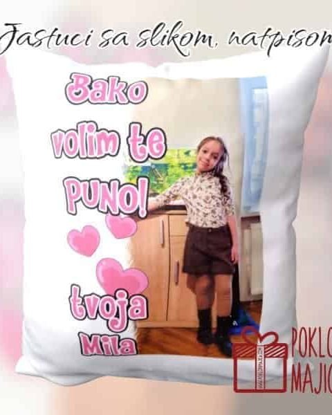 Bako volim te puno + slika po želji – Ukrasni jastuk sa štampom