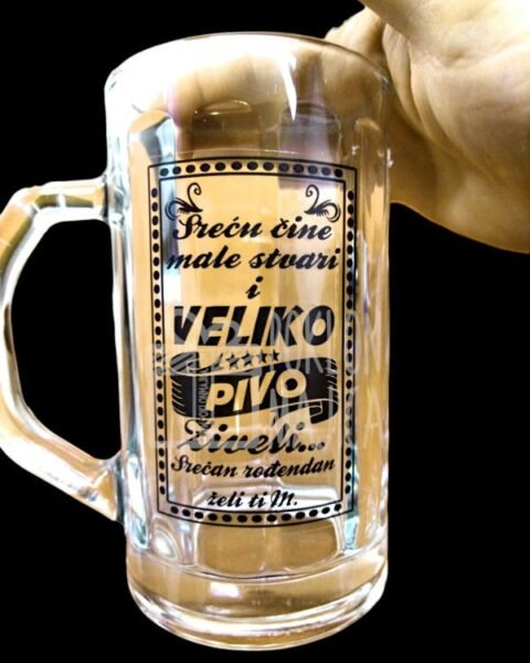 Sreća je veliko pivo + srećan rođendan – Krigla sa natpisom