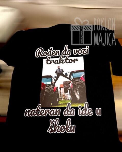 Nateran da ide u školu :) – Majica sa štampom – boja: crna