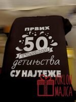 Prvih 50 V2 beli print – 50. rodjendan – boja: crna