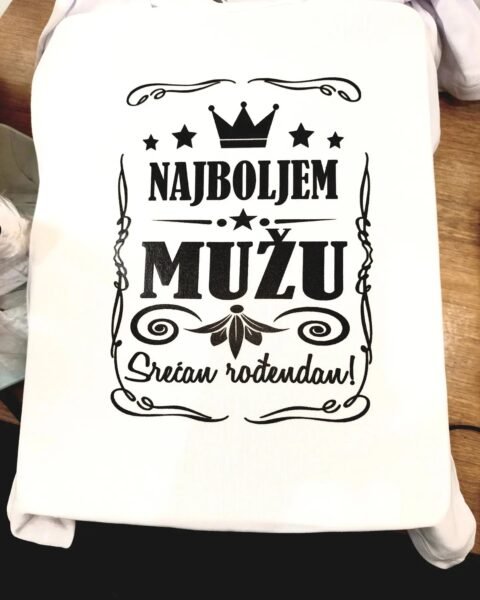 Najboljem mužu srecan rodjendan! – Majica sa štampom – boja: bela