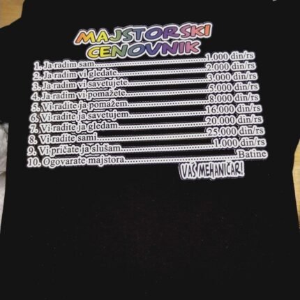 Automehanicarski cenovnik - crna