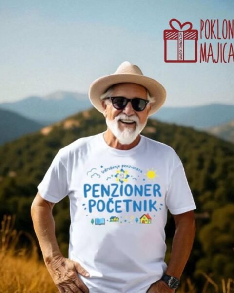 Penzioner pocetnik – Majica sa štampom – boja: bela