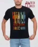 Pecanje me čini srećnim! – Majica sa štampom – boja: crna