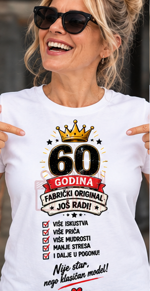 60 godina fabrički original – Majica sa štampom – boja: bela