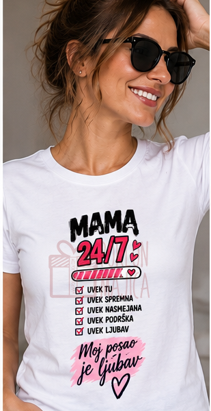 Mama 24/7 – Majica sa štampom – boja: bela