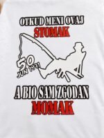 Otkud meni ovaj stomak – Ribolovac – Majica sa štampom – boja: bela