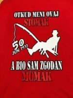 Otkud meni ovaj stomak – Ribolovac – Majica sa štampom – boja: crvena