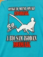 Otkud meni ovaj stomak – Ribolovac – Majica sa štampom – boja: plava
