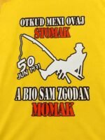 Otkud meni ovaj stomak – Ribolovac – Majica sa štampom – boja: žuta
