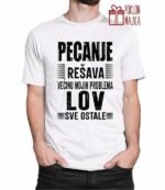 Pecanje i lov resava sve! – Majica sa štampom – boja: bela