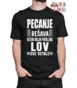 Pecanje i lov resava sve! – Majica sa štampom – boja: crna