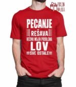 Pecanje i lov resava sve! – Majica sa štampom – boja: crvena