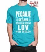 Pecanje i lov resava sve! – Majica sa štampom – boja: plava