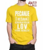 Pecanje i lov resava sve! – Majica sa štampom – boja: žuta