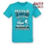 Pecanje je kao sex – Majica sa štampom – boja: plava