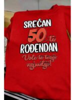 Srećan 50ti rodjendan CRNA – Majica sa štampom – boja: crvena