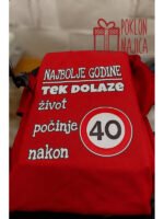 Najbolje godine 40 (crna) – Majica sa štampom – boja: crvena