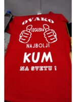 Najbolji kum na svetu – Majica sa štampom – boja: crvena