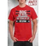 Bog na nebu V33 – Majica sa štampom – boja: crvena