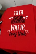 Tata srecan rodjendan voli te Vuk – Majica sa štampom – boja: crvena