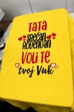 Tata srecan rodjendan voli te Vuk – Majica sa štampom – boja: žuta