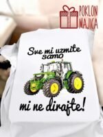 Samo traktor (crvena) – Majica sa štampom – boja: bela