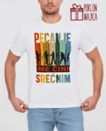Pecanje me čini srećnim! – Majica sa štampom – boja: bela