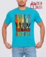Pecanje me čini srećnim! – Majica sa štampom – boja: plava