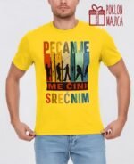 Pecanje me čini srećnim! – Majica sa štampom – boja: žuta