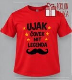 Ujak čovek mit legenda – Majica sa štampom – boja: crvena