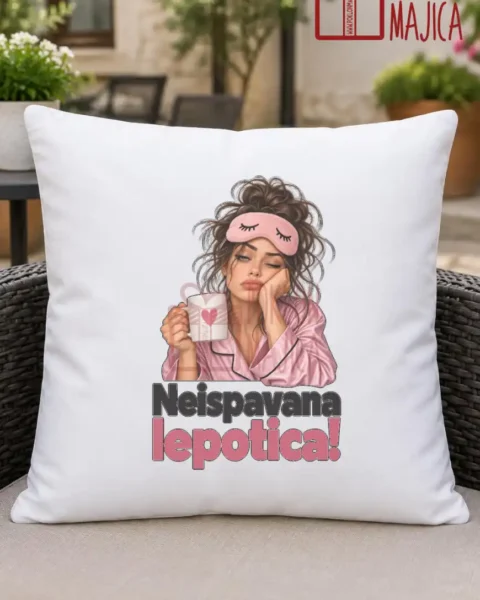 Jastuk — Neispavana lepotica! – Jastuk sa slikom, boja Beli jastuk