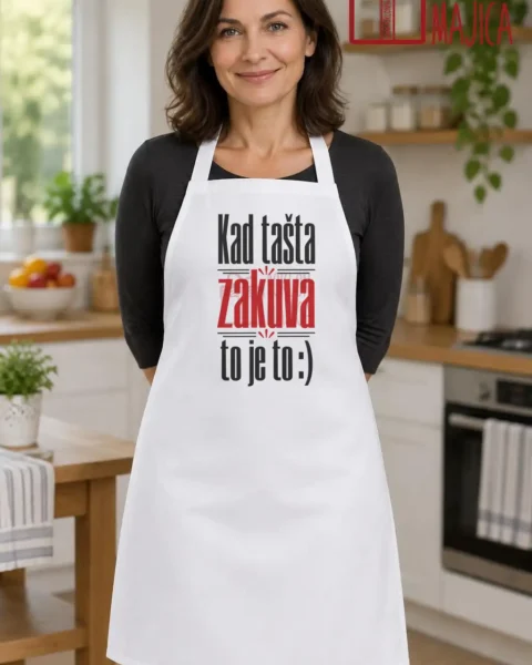 Kecelja — Kad tašta zakuva to je to :) – Kecelja sa štampom, boja bela