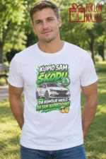 Majica — Kupio sam Škodu da komšije misle da sam napredovao! – Automoto, boja bela