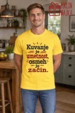 Majica — Kuvanje je umetnost, osmeh je začin – Kuvar, boja žuta