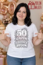 Majica — 50 gazim dobro mi je sasvim – 50. rodjendan, boja bela