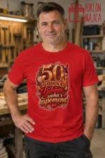 Majica — 50 godina ljubavi, smeha i uspomena! – 50. rodjendan, boja crvena