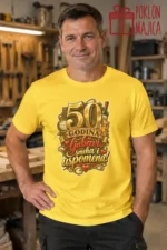 Majica — 50 godina ljubavi, smeha i uspomena! – 50. rodjendan, boja žuta