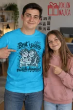 Majica — Brat i sestra isti roditelji različite dijagnoze! – Brat sestra, boja tirkizno plava