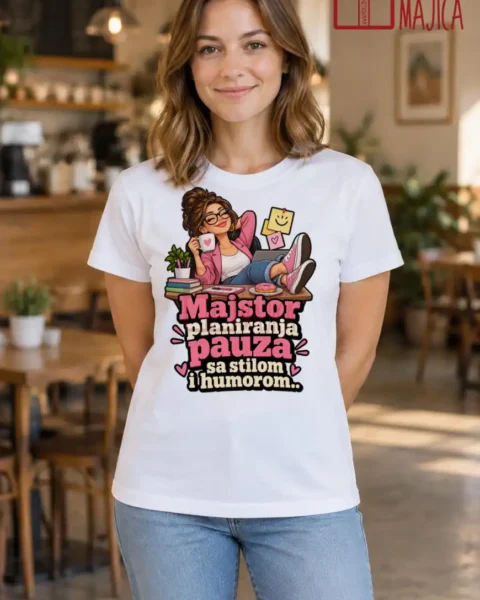 Majica — Majstor planiranja pauza sa stilom i humorom. – Kolega koleginica, boja bela