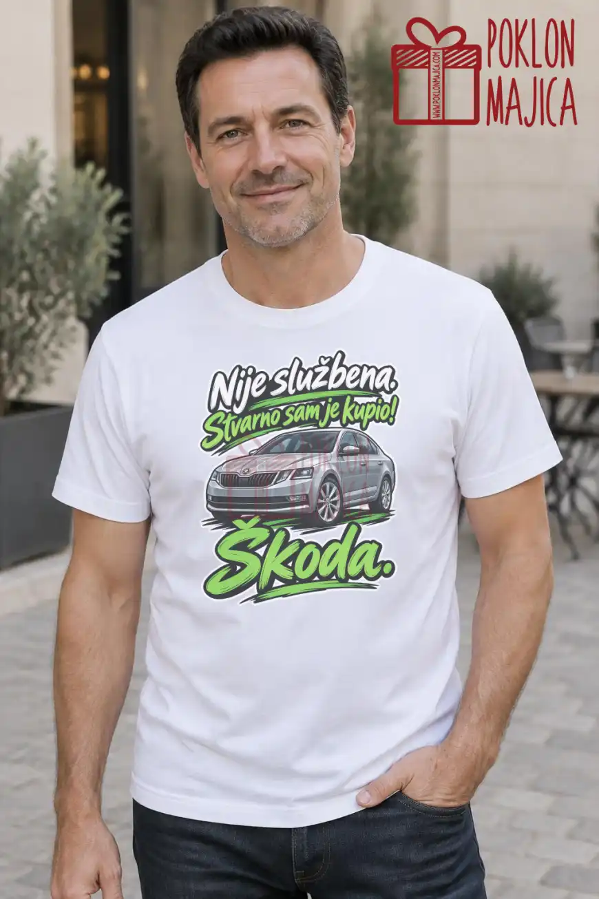 Majica — Nije službena. Stvarno sam je kupio! Škoda Majica — Nije službena. Stvarno sam je kupio! Škoda – Automoto, boja bela