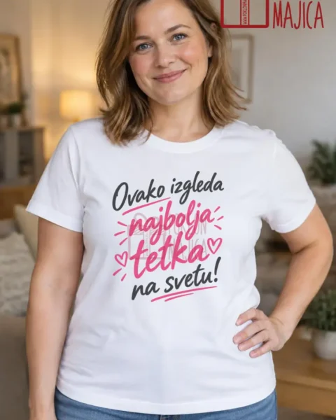 Majica — Ovako izgleda najbolja tetka na svetu!, boja bela