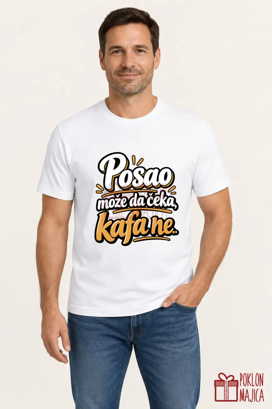 Majica — Posao može da čeka, kafa ne.. Majica — Posao može da čeka, kafa ne.. – Kolega koleginica, boja bela