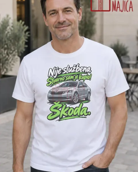 Majica — Nije službena. Stvarno sam je kupio! Škoda – Automoto, boja bela