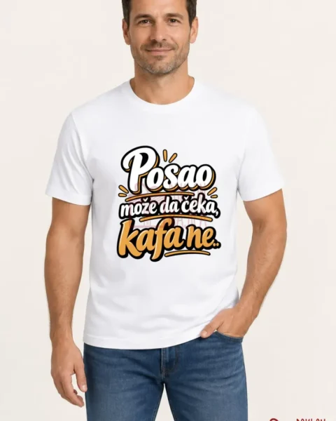 Majica — Posao može da čeka, kafa ne.. – Kolega koleginica, boja bela