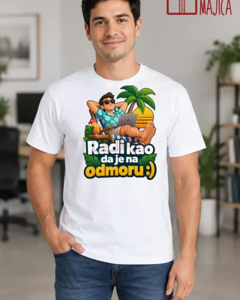 Majica — Radi kao da je na odmoru :) – Kolega koleginica, boja bela
