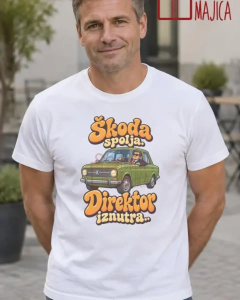 Majica — Škoda spolja. Direktor iznutra. – Šef, boja bela